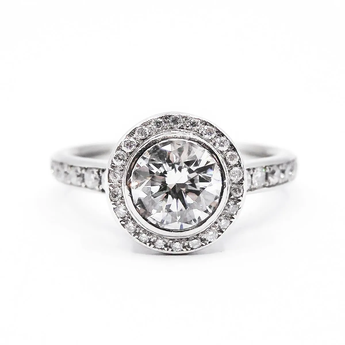 0.90ct Diamond Halo Engagement Ring | Pre-Loved | Platinum