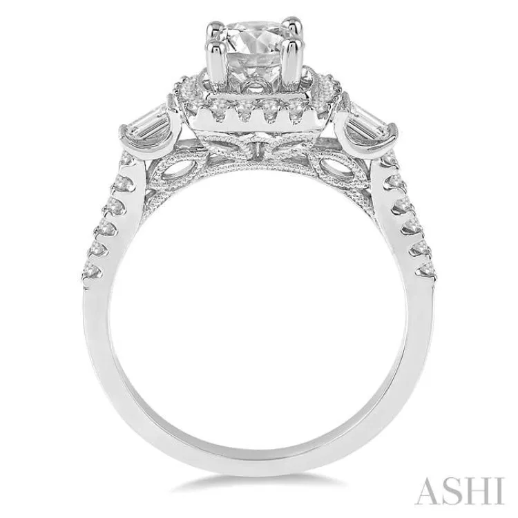 1 1/10 Ctw Halo Diamond Engagement Ring with 5/8 Ct Round Cut Center Diamond in 14K White Gold