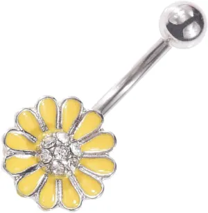 1 PC Navel Nails Daisy Belly Ring Flower Navel Nail Navel Piercing Belly Button Ring Stainless Belly Ring Yellow