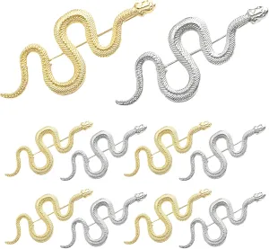 10 PCS Snake Brooch Cute Alloy Animal Snake Lapel Pin for Backpack Shirt Bag Hat Shawl Pin,Halloween Birthday Christmas Jewelry Gift