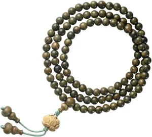 108 Bead Bracelet Sandalwood Wood Prayer Beads for Men Women Elastic Cord Unisex Yellow