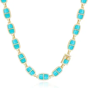 12 Colors Diamond Stone Gold Necklace for Women Full Trendy Blue Birthstone Choker Necklace for Women Mothers Square Design Necklace Birthday Jewelry