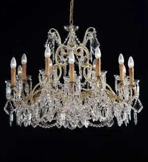 12 Light Gold Chandelier With Bohemian Crystals