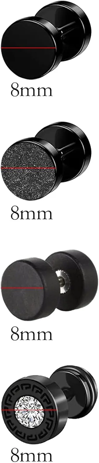 12 Pairs Stainless Steel Stud Earrings for Men Faux Gauges Earring Hypoallergenic Earring Flatback Dot Studs Screw Back Earrings for Women Men