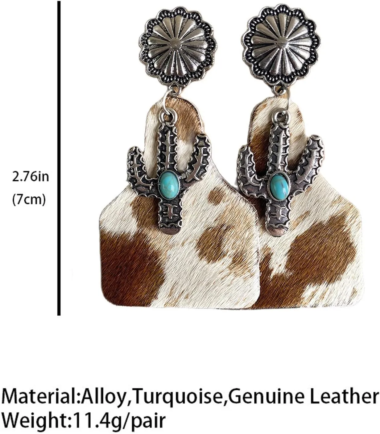 1/3 Pairs Set Western Cowgirl Cowboy Teardrop Drop Dangle Earrings Boho Turquoise Wooden Leather Earrings for Women Jewelry Gifts Aztec Pattern Boho Vintage Handmade