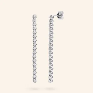 14K Gold Diamond Drop Tennis Earrings
