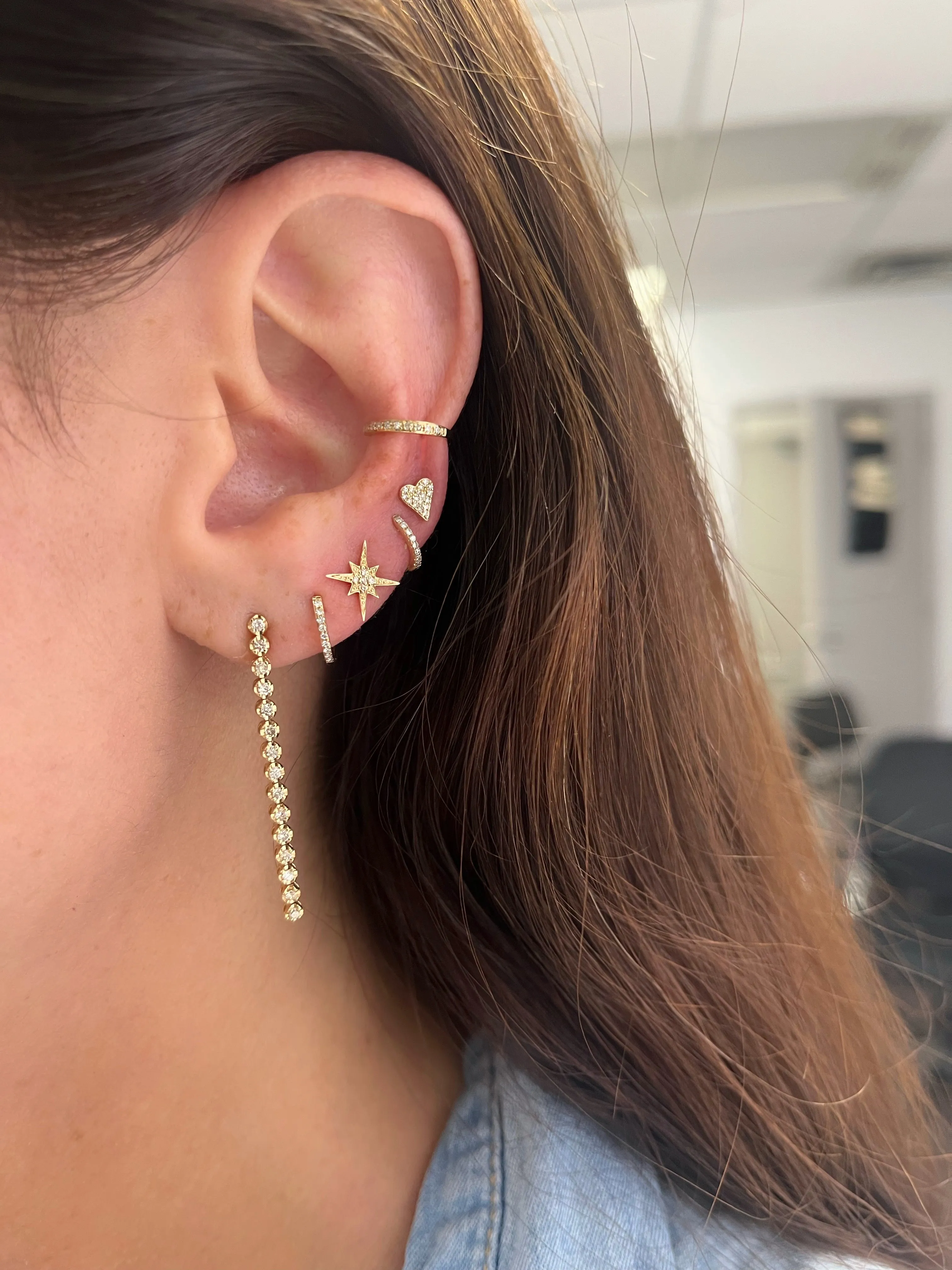 14K Gold Diamond Drop Tennis Earrings
