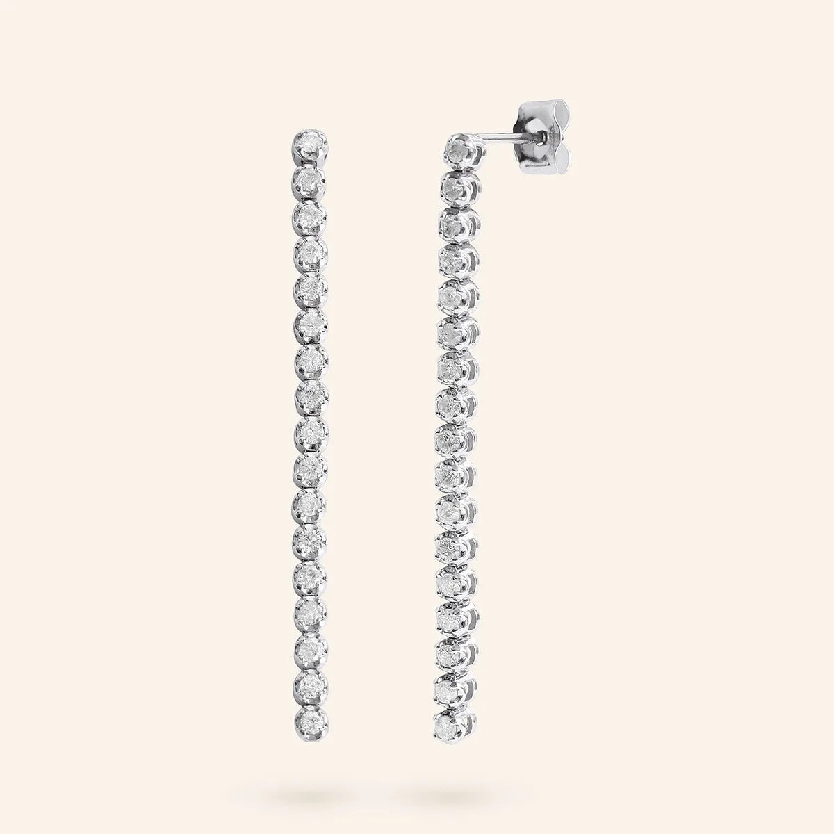 14K Gold Diamond Drop Tennis Earrings