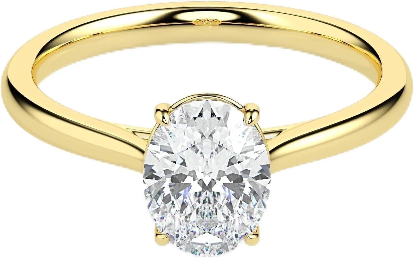 14k Gold Finish 2.10Ct Oval Cut Diamond Womens Wedding Ring