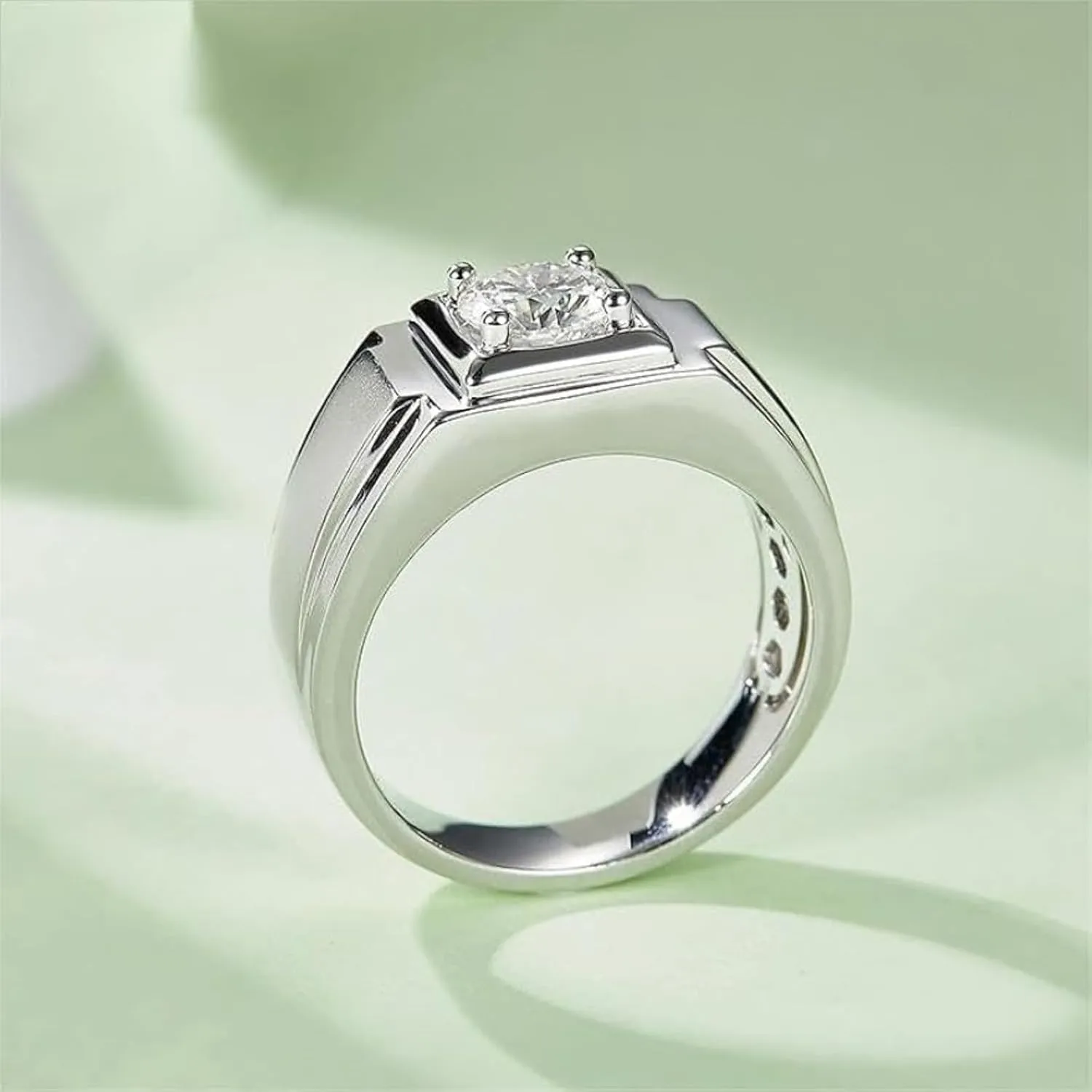 14K Gold Mens Matte Finish 1 Carat D-color VVS2 Diamond Wedding Ring,White Gold Rings for Men Inspiration,Fathers Day for Dad