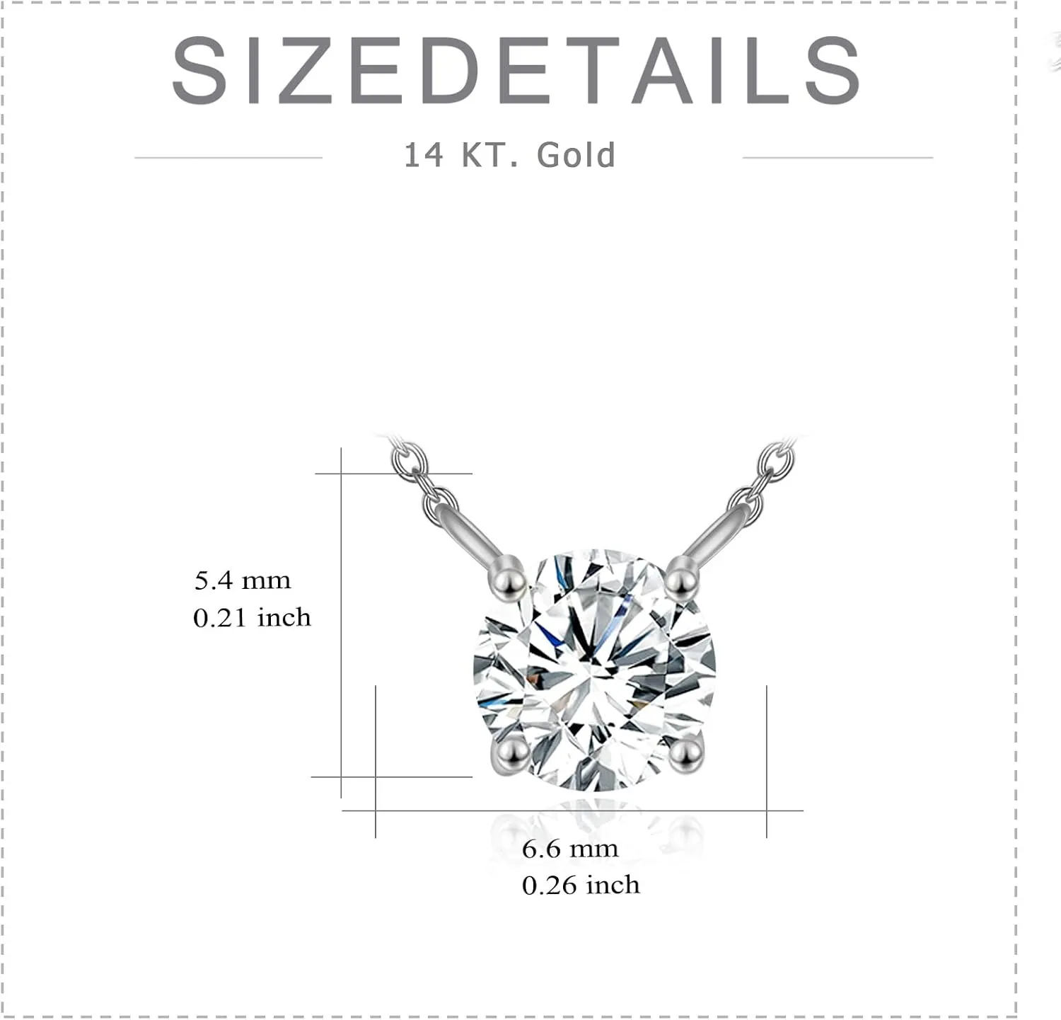 14K Gold Moissanite Necklace Round Cut Moissanite Solitaire Simulated Diamond Pendant Necklace for Women, Birthday Mothers Day Gifts for Mom Her Wife, Available in 0.5-2CT, 16 2 Inches Chain