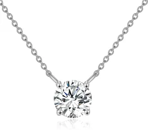 14K Gold Moissanite Necklace Round Cut Moissanite Solitaire Simulated Diamond Pendant Necklace for Women, Birthday Mothers Day Gifts for Mom Her Wife, Available in 0.5-2CT, 16 2 Inches Chain