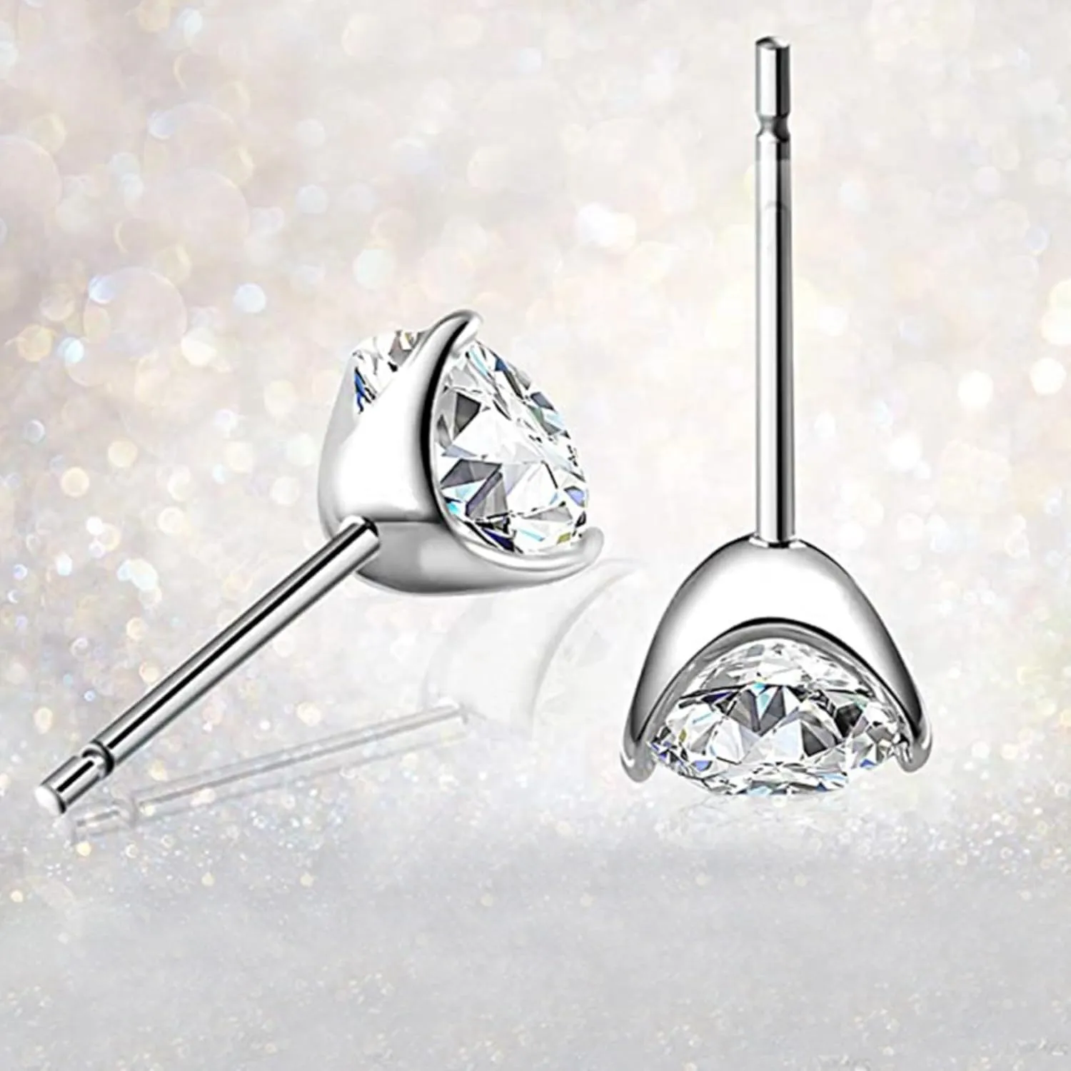 14k Gold-Plated Brilliant Cut Simulated Diamond Cubic Zirconia Stud Earrings