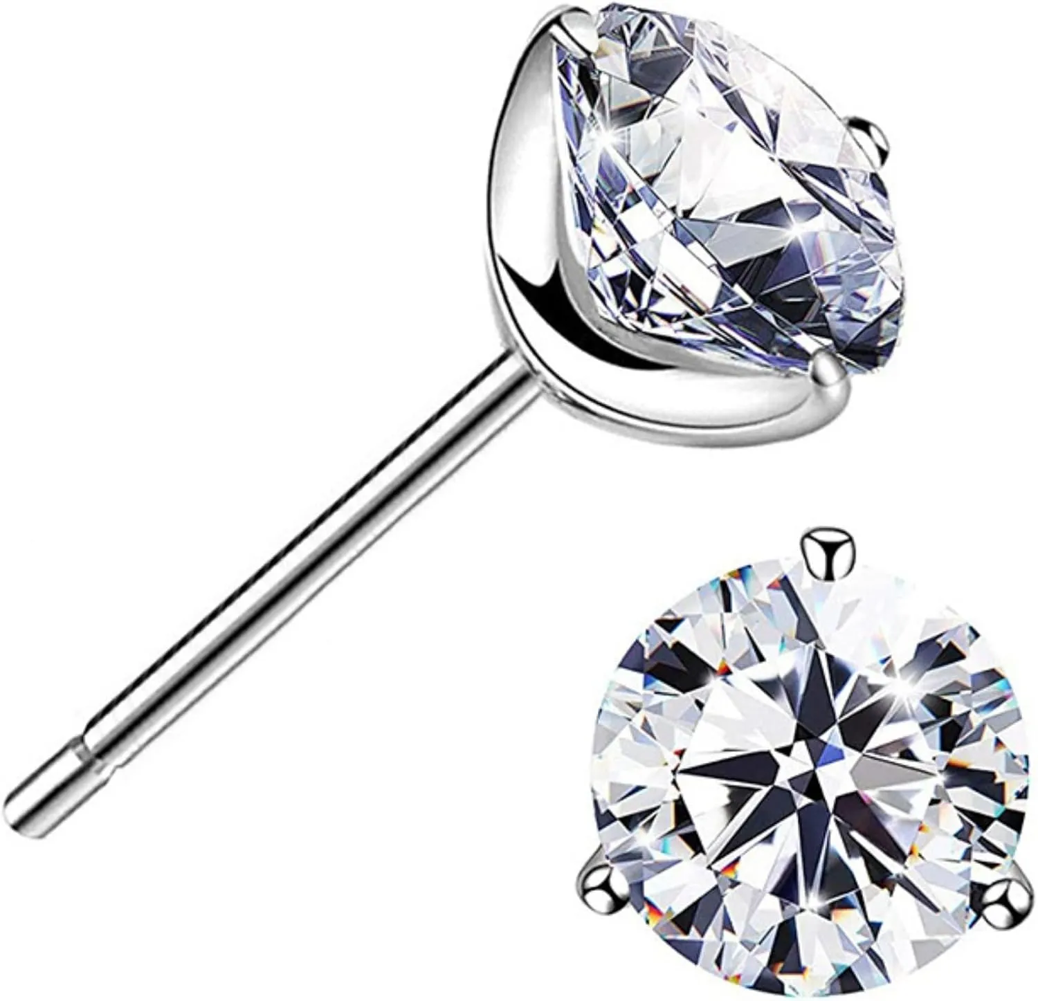14k Gold-Plated Brilliant Cut Simulated Diamond Cubic Zirconia Stud Earrings