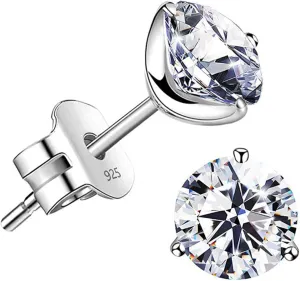 14k Gold-Plated Brilliant Cut Simulated Diamond Cubic Zirconia Stud Earrings