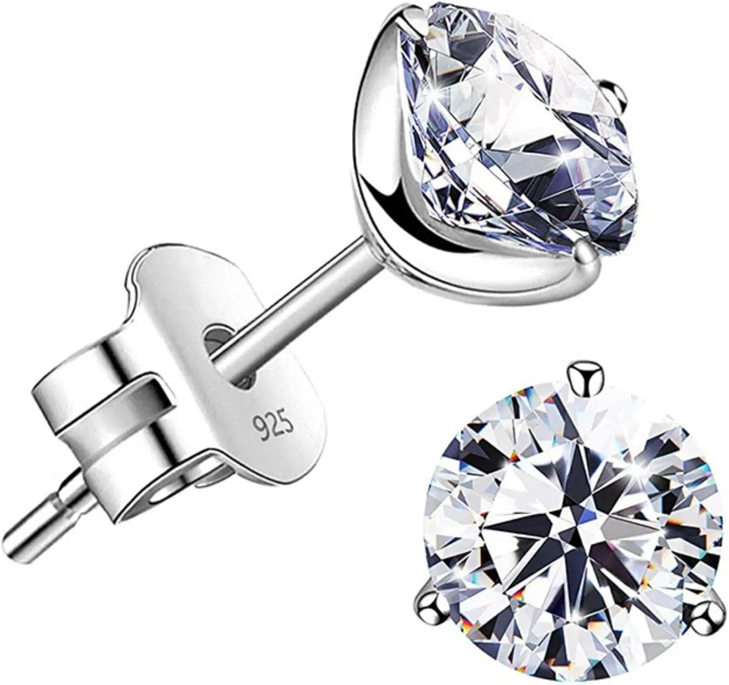 14k Gold-Plated Brilliant Cut Simulated Diamond Cubic Zirconia Stud Earrings