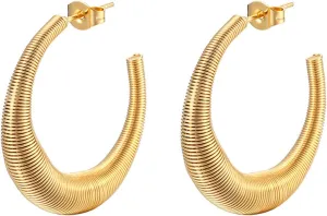 14K Gold Plated Earrings for Women - Chunky Open Hoops Earrings | Hypoallergenic Small Big Hoops Earrings for Birthday Party