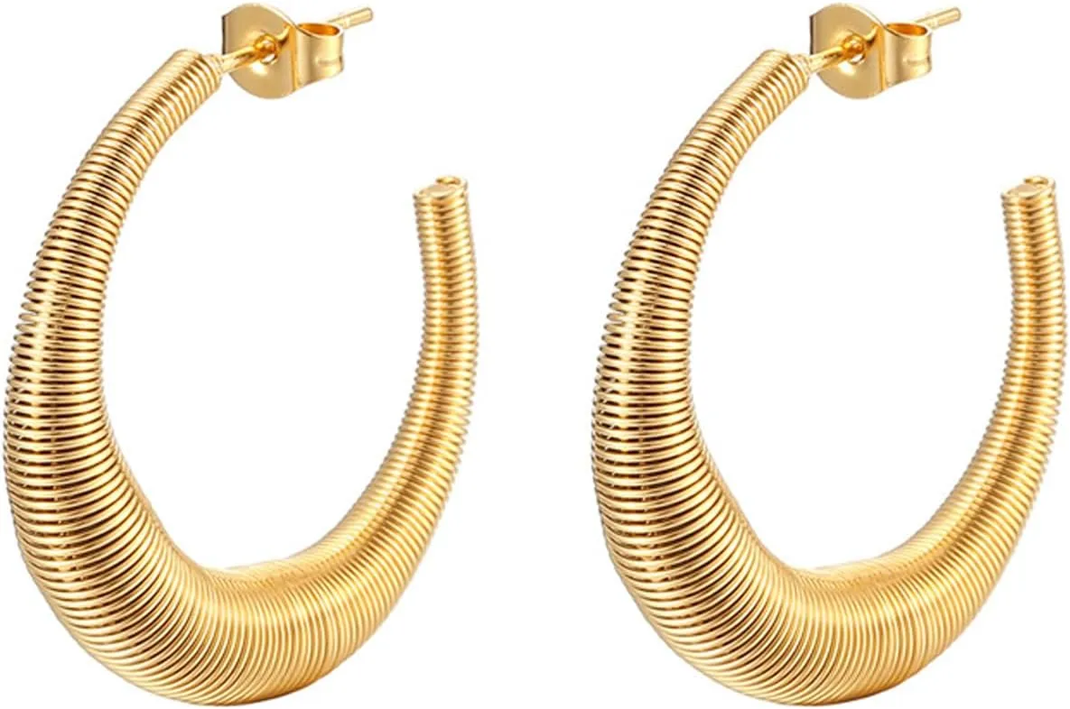 14K Gold Plated Earrings for Women - Chunky Open Hoops Earrings | Hypoallergenic Small Big Hoops Earrings for Birthday Party