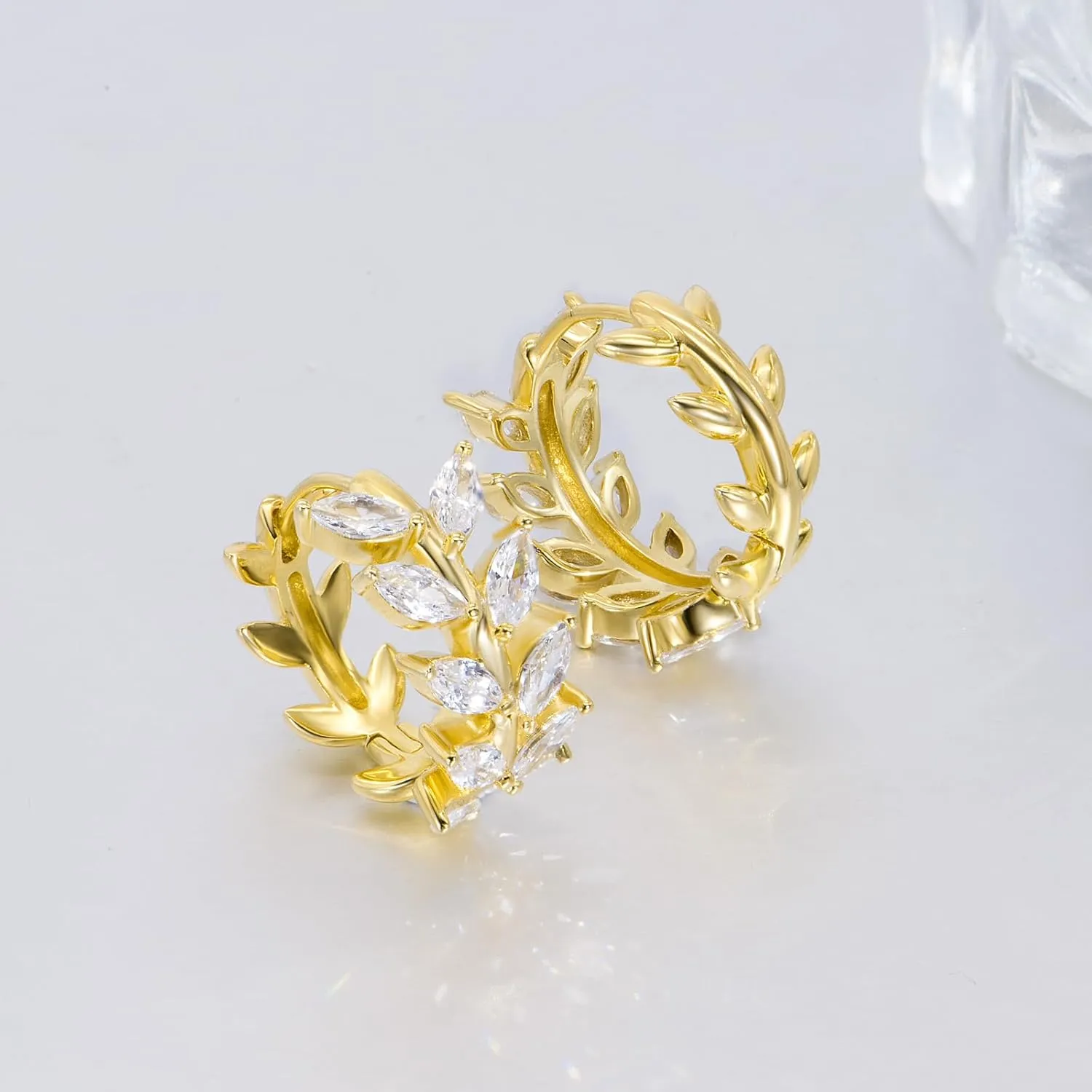 14K Gold Plated Huggie Hoop Earrings for Women Hypoallergenic 925 Sterling Silver Cubic Zirconia Olive Leaf Hoop Earrings Jewelry Gifts