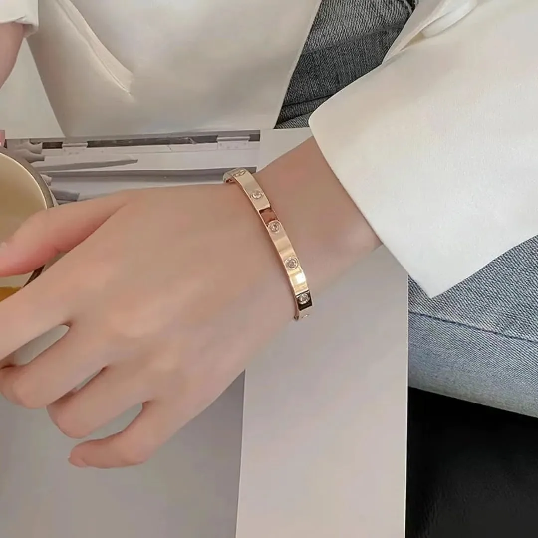 14K Gold Silver Rose Gold Bracelets for Women Costume Jewelry Crystal Bracelet With Cube Zircon Stainless Steel Hinge Oval Accessories Party Christmas Birthday Gifts for Women Teen