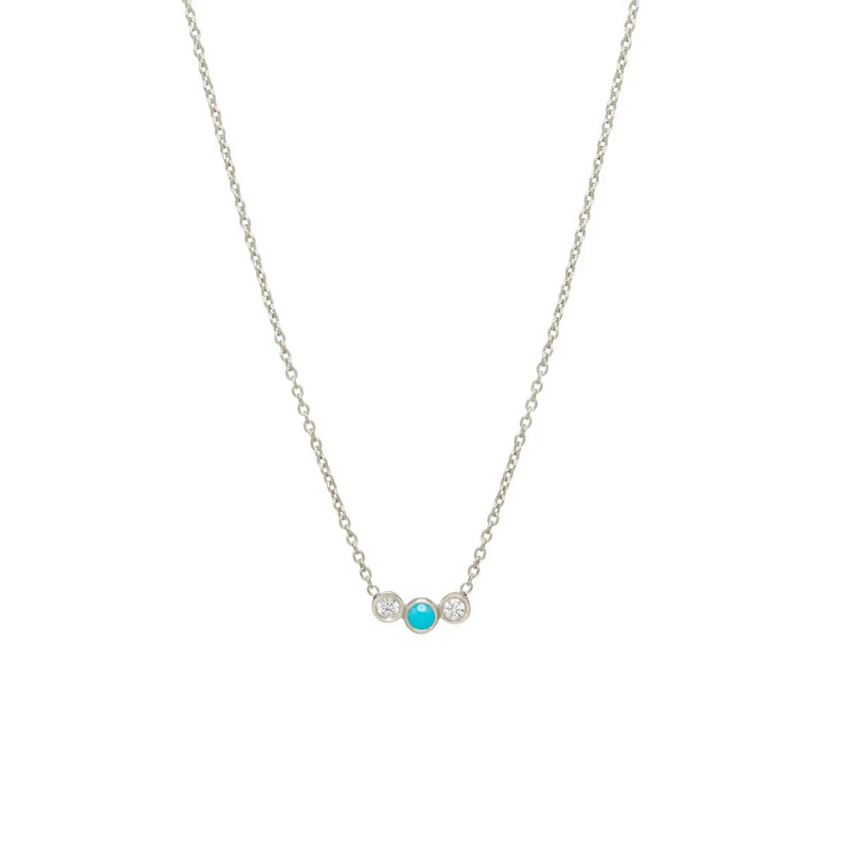 14k Graduated Turquoise & Diamond Bezel Necklace
