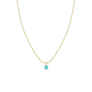 14k Turquoise Pendant Tube Bar Chain Necklace