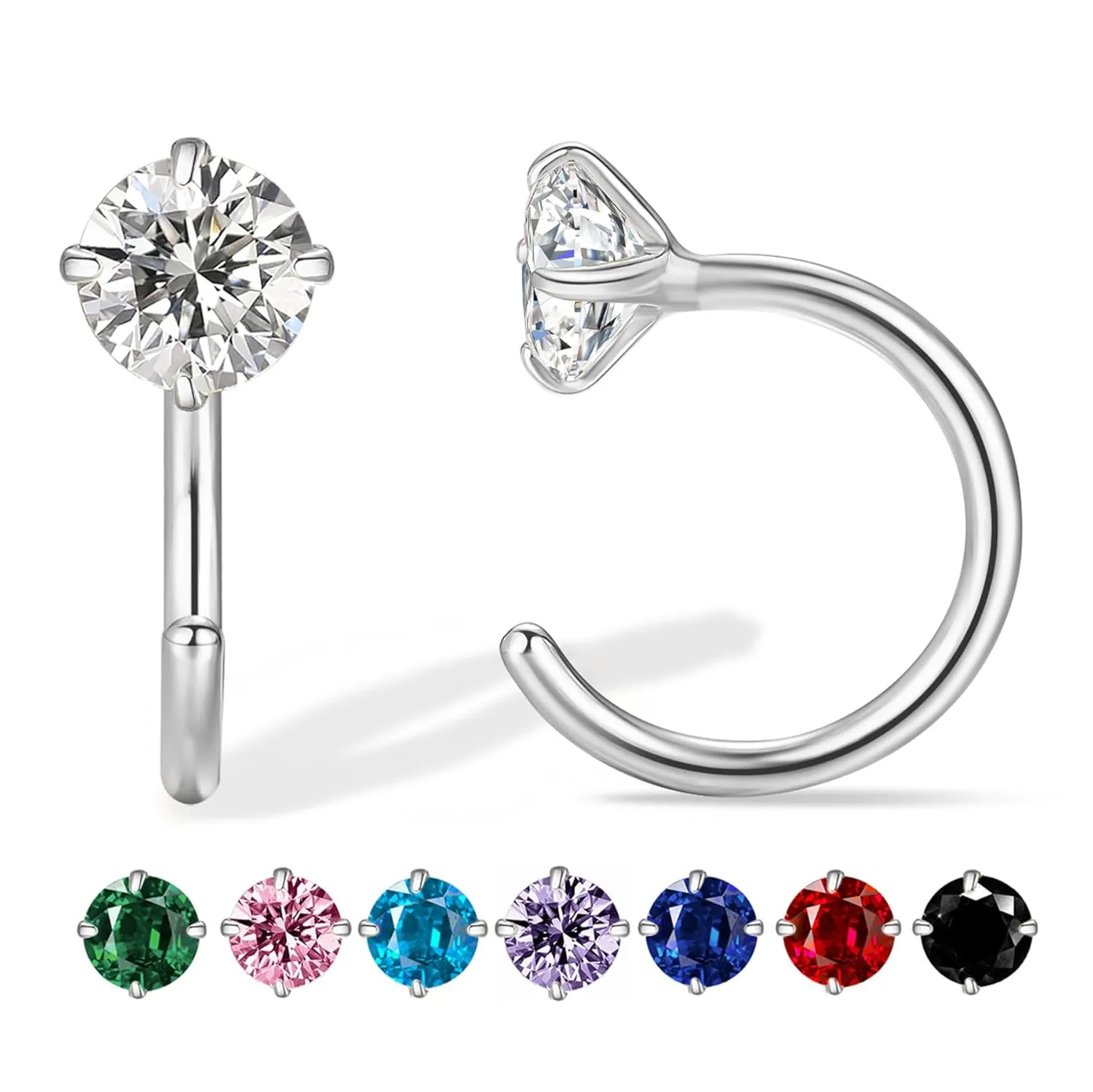 14k White Gold Plated 925 Sterling Silver Small Huggie Hoop Earrings for Women