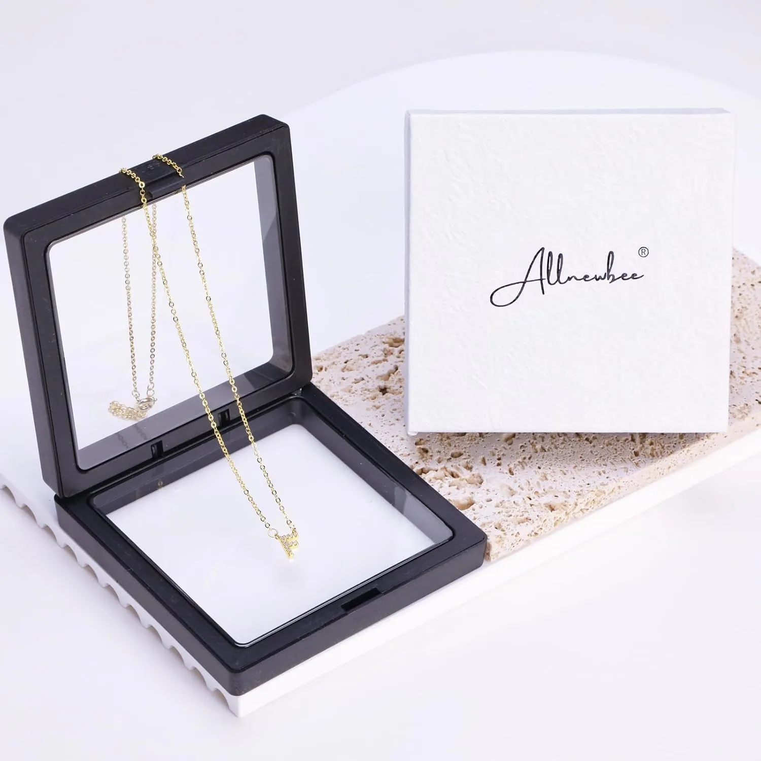 14K Yellow Gold Plated Cubic Zirconia Initial Necklace | Initial Pendant Letter A-Z Necklace for Women