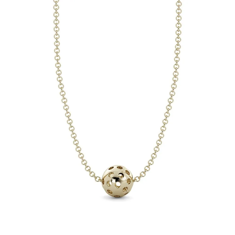 14K Yellow Gold Single Pickleball Necklace
