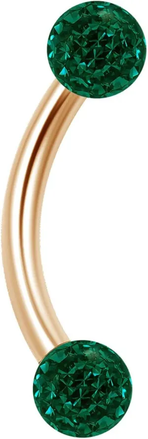 16g 5/16 8mm Curved Barbell Nose Helix Rook Rim Lobe Cartilage Eyebrow Snake Bite Tragus Ferido Crystal Balls CABB Pick Color