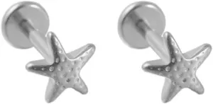 16G Starfish Cartilage Tragus Small Earring for Women Men Titanium Simple Statement Star Flat Back Stud Earrings Internally Threaded Hypoallergenic Nose Helix Conch Labret Piercing Jewelry