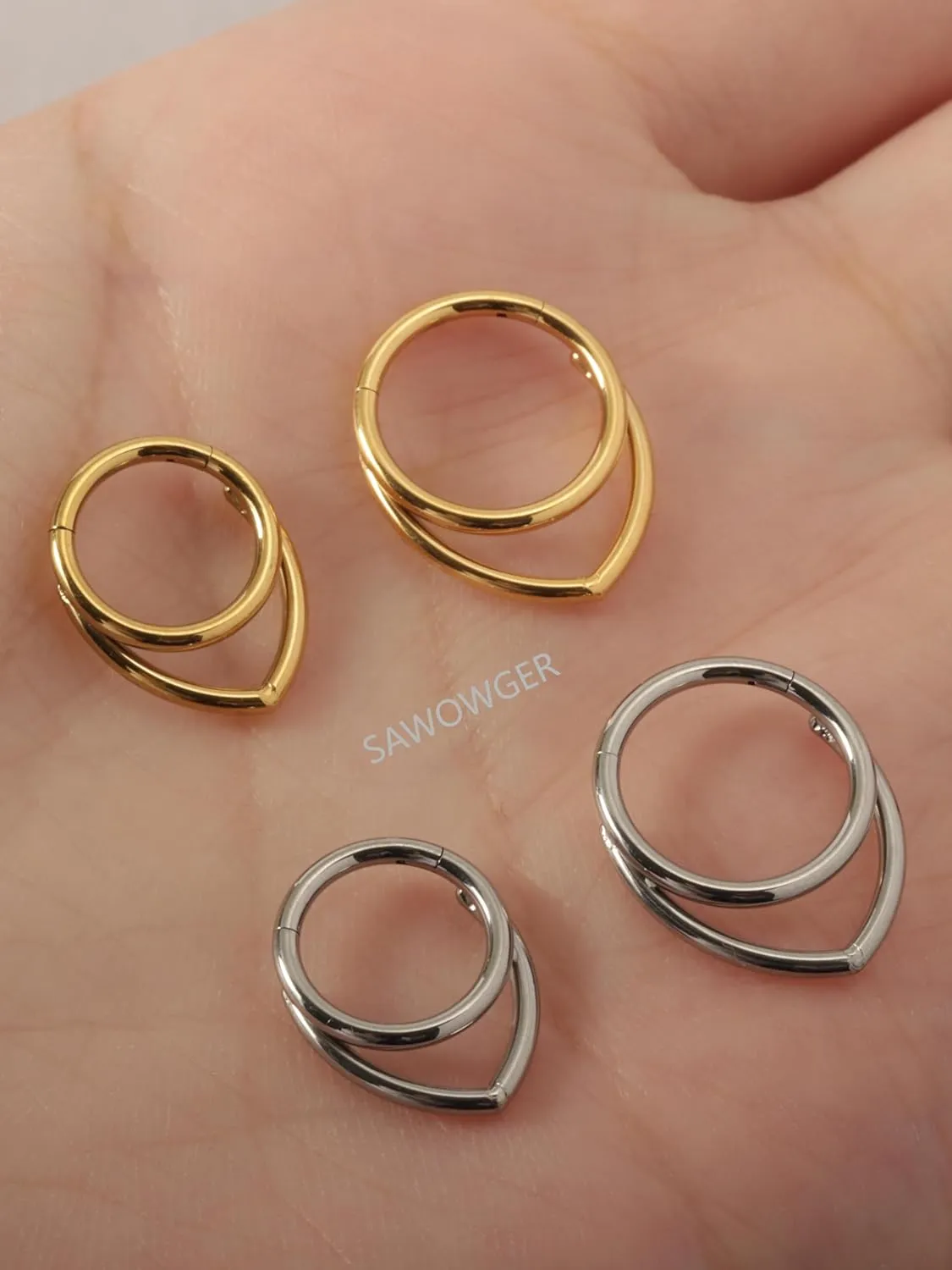 16G Titanium Septum Rings Double Septum Jewelry Daith Piercing Jewelry Silver Gold Hinged Segment Helix Clicker Piercing Jewelry 8 mm 10 mm Seamless Ring Hypoallergenic Jewellery for Her