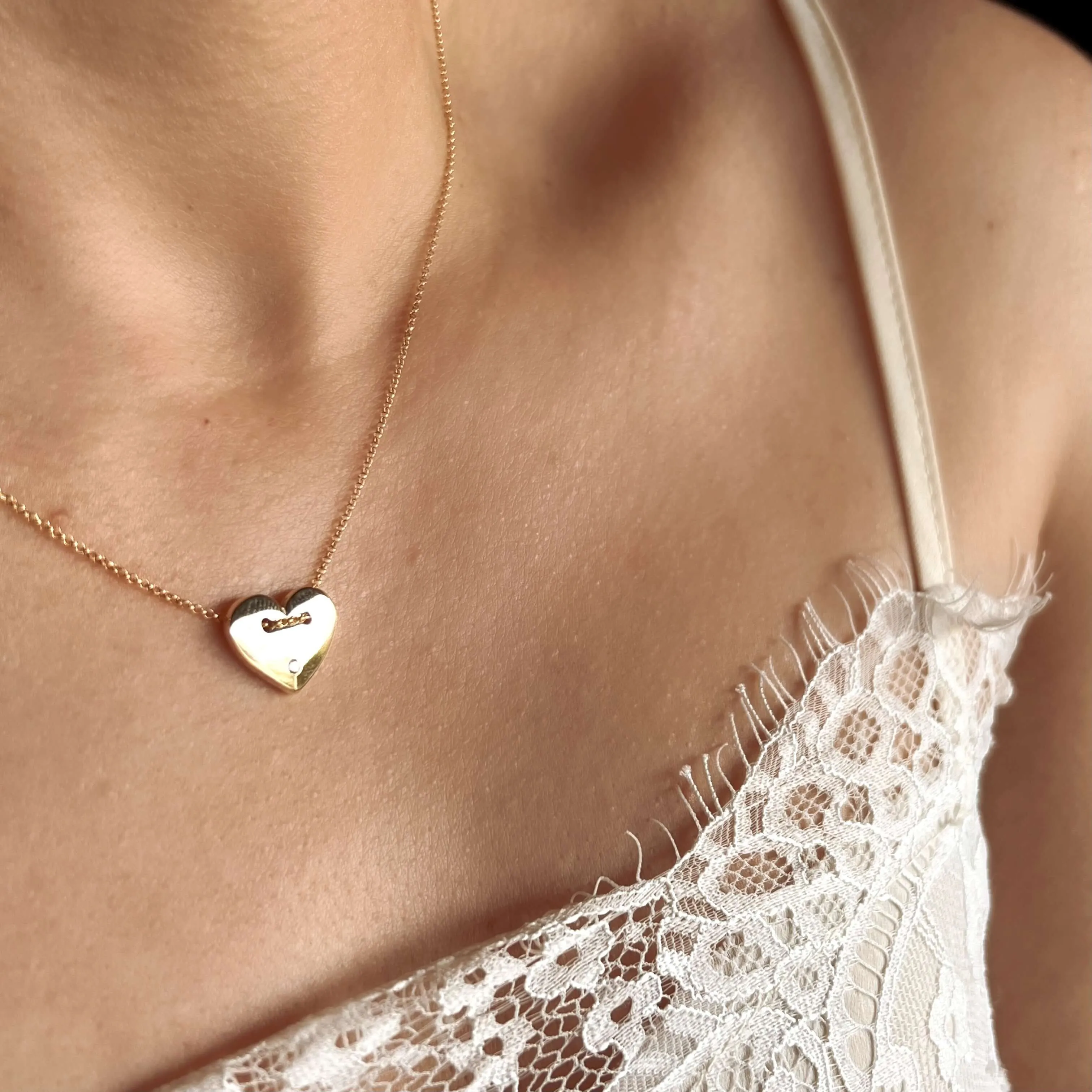 18k Gold Filled Heart Necklace With Cubic Zirconia Detail
