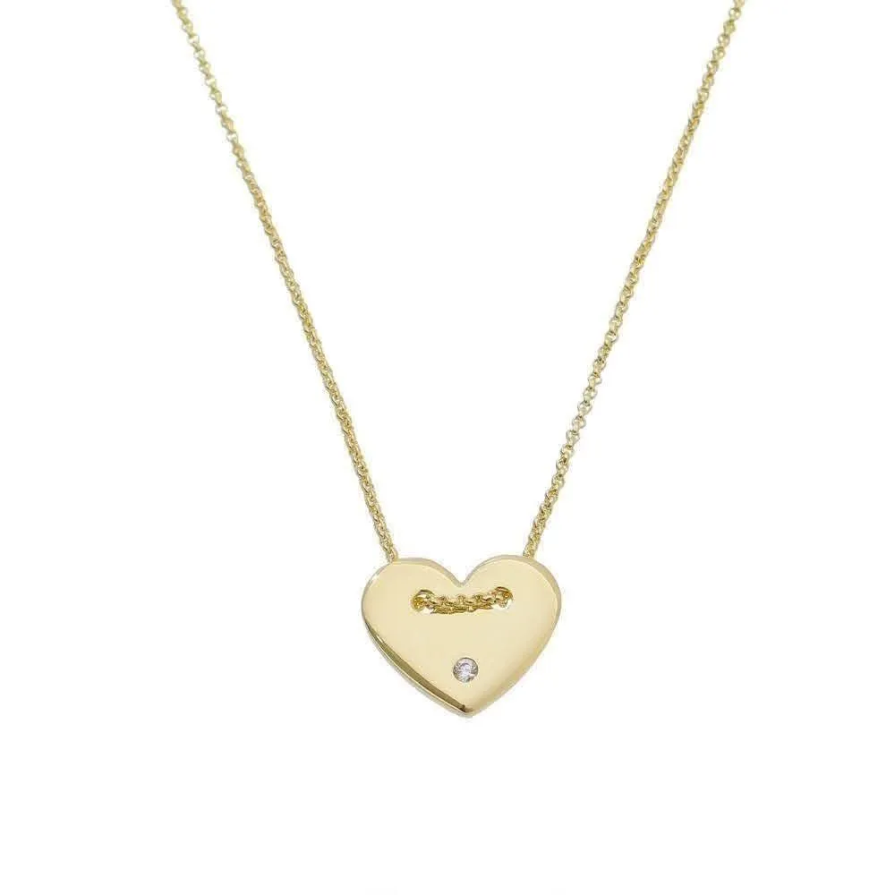 18k Gold Filled Heart Necklace With Cubic Zirconia Detail