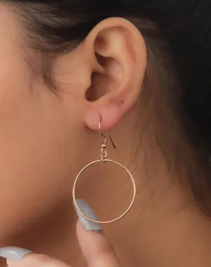 18k Gold Plated Dangle Hoop Earrings Circle Dangle Drop Earrings For Women (Gold/Silver/Rose Gold) (Rose Gold)
