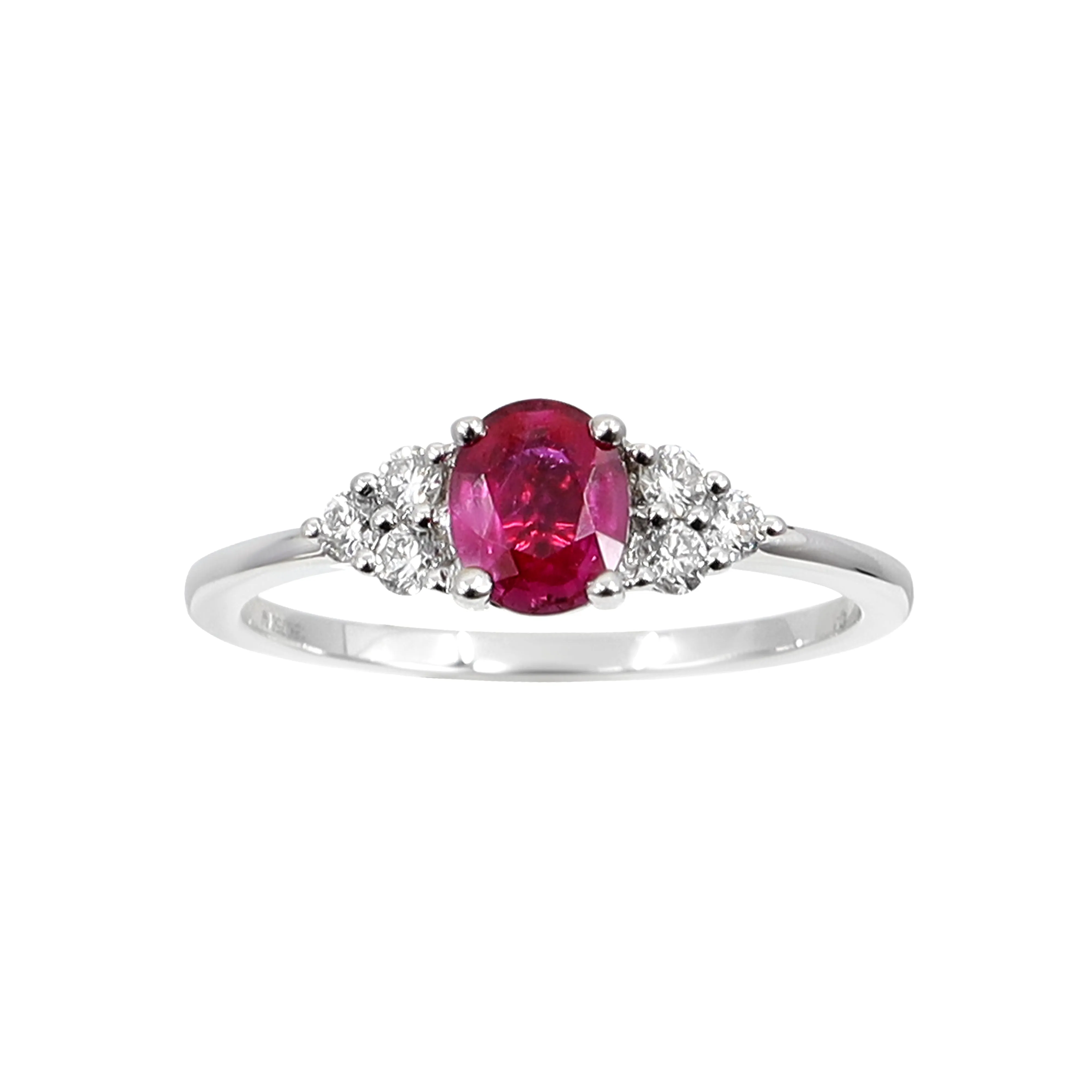 18K White Gold 0.50ct Ruby and Diamond Ring - 20738563