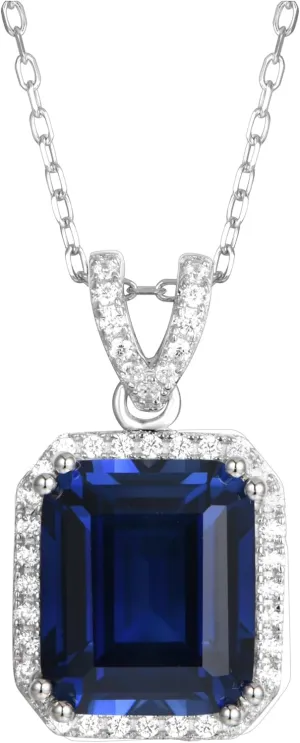 18K White Gold Plated Silver Necklace With Lab Grown Blue Sapphire/Amethyst/Emerald/Ruby/Zultanite, Adjustable Chain 16"-18", Necklaces For Women, Gift For Her, Jewelry For Women Comes With Gift Box