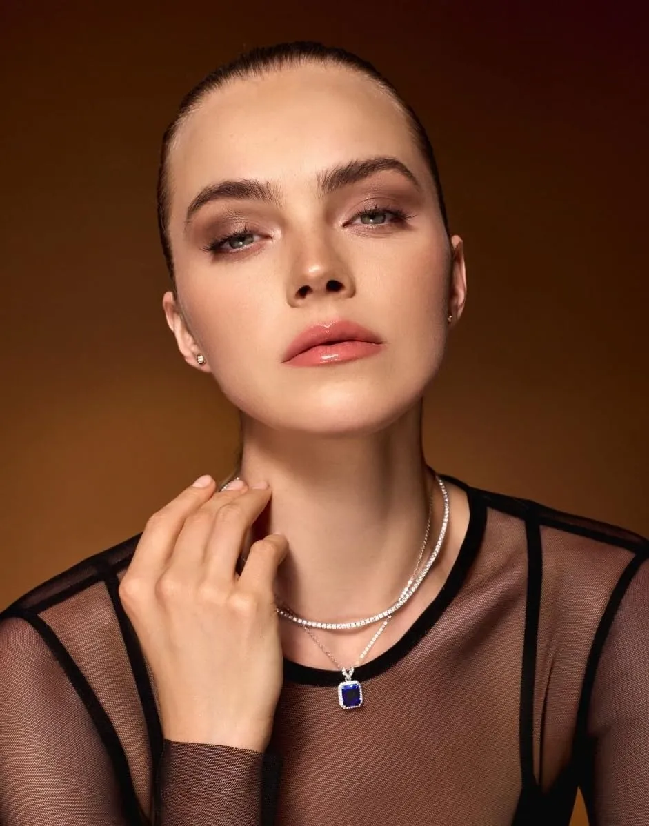 18K White Gold Plated Silver Necklace With Lab Grown Blue Sapphire/Amethyst/Emerald/Ruby/Zultanite, Adjustable Chain 16"-18", Necklaces For Women, Gift For Her, Jewelry For Women Comes With Gift Box