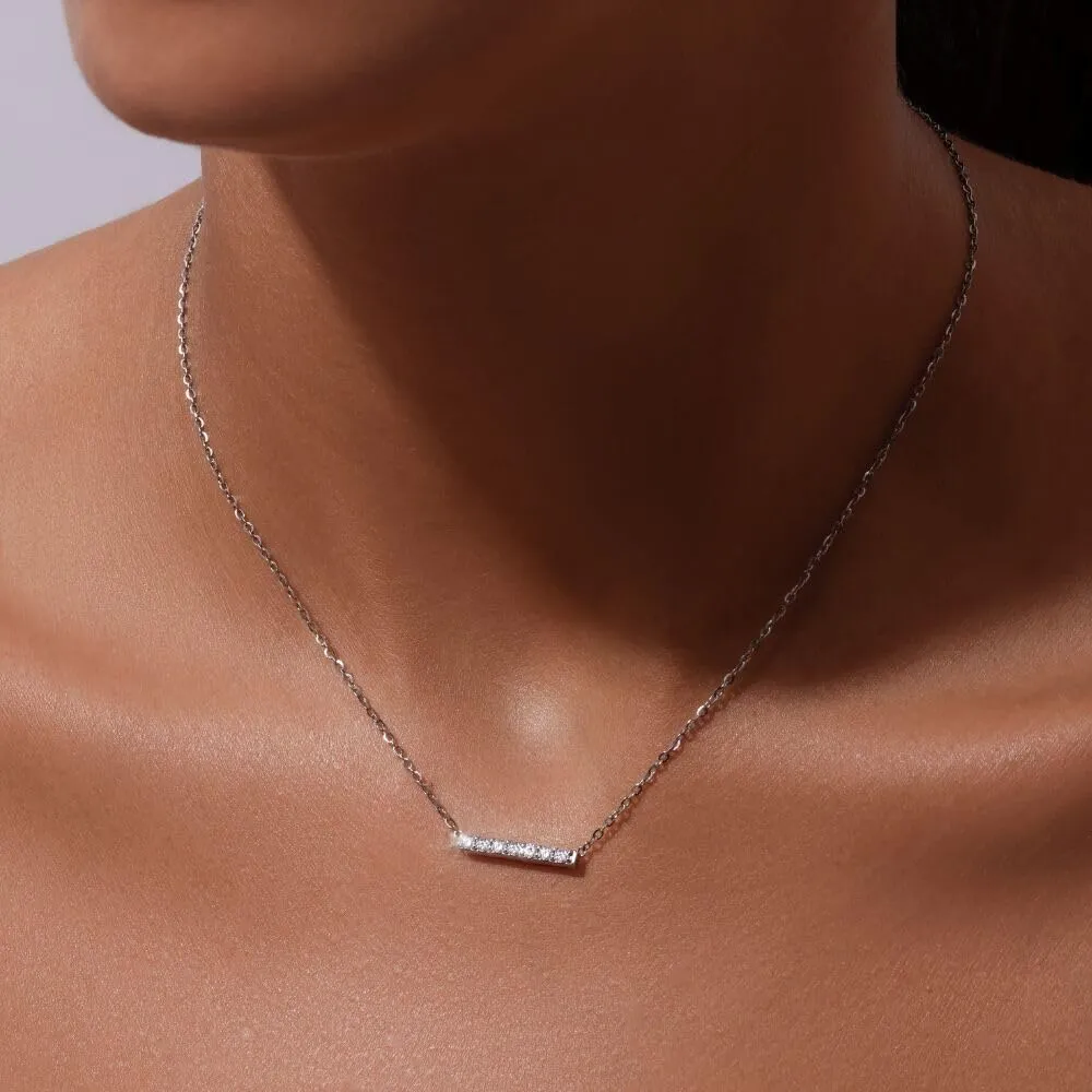 18K/14K White/Yellow Gold Plated Silver Necklace With Lab Grown Diamond (D-E Color, Round Brilliant Shape, VS Clarity) in 16/18" Length, Gold Jewelry, Necklaces For Women, Gift For Her