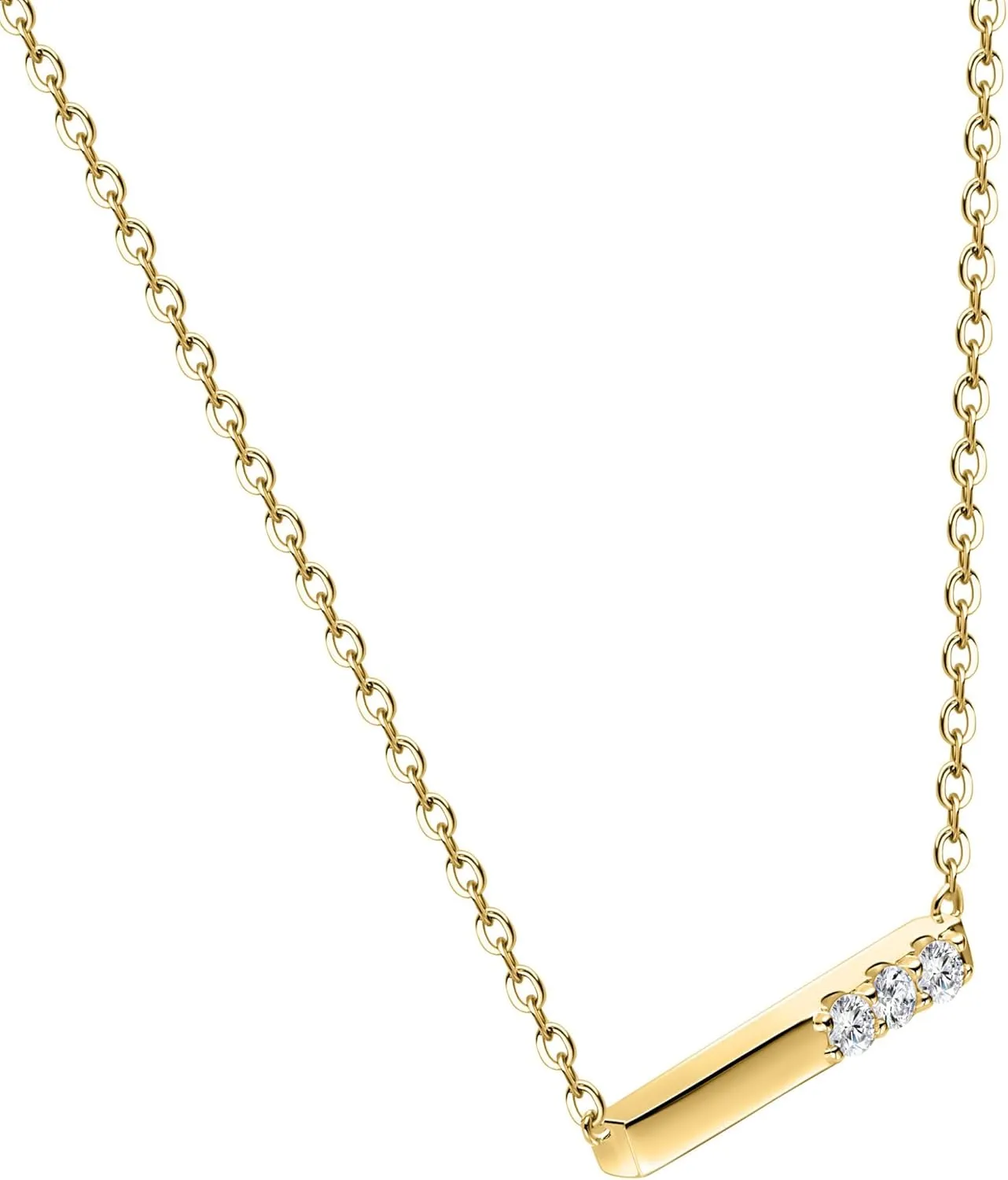 18K/14K White/Yellow Gold Plated Silver Necklace With Lab Grown Diamond (D-E Color, Round Brilliant Shape, VS Clarity) in 16/18" Length, Gold Jewelry, Necklaces For Women, Gift For Her
