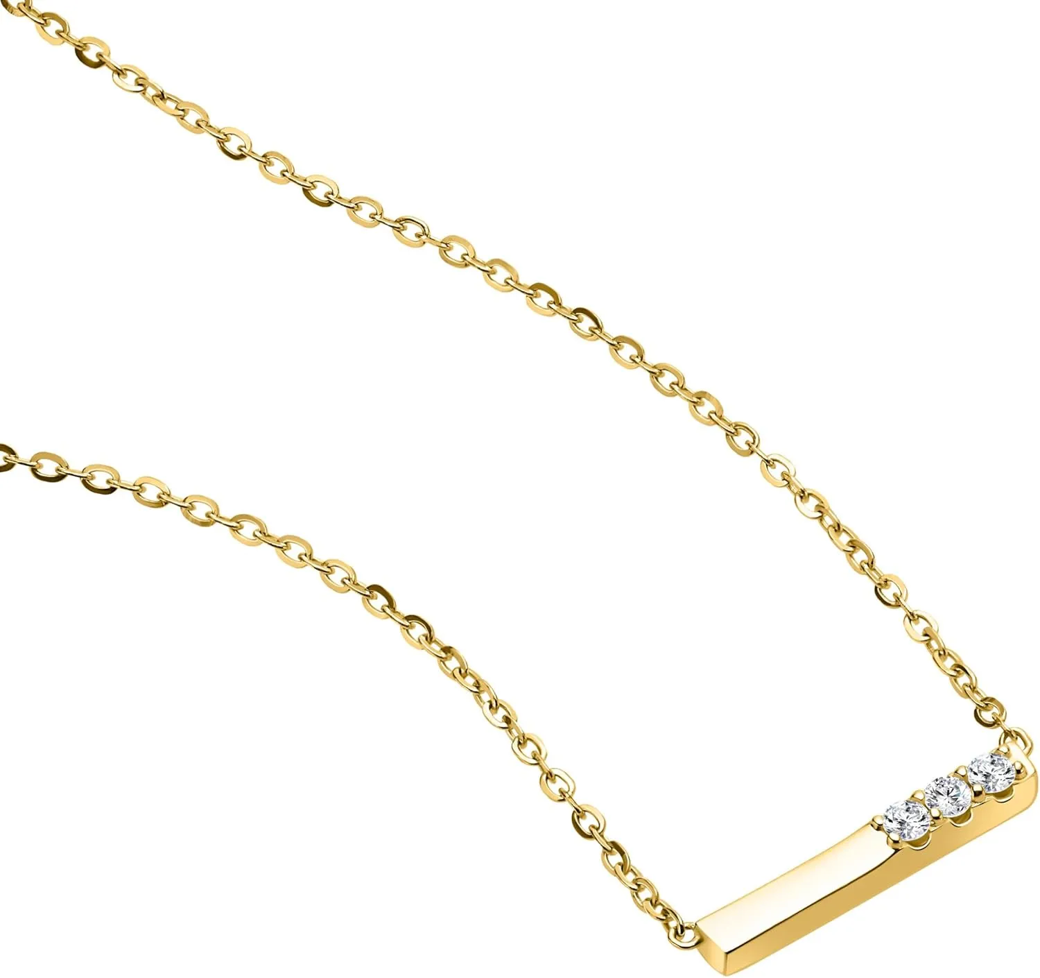 18K/14K White/Yellow Gold Plated Silver Necklace With Lab Grown Diamond (D-E Color, Round Brilliant Shape, VS Clarity) in 16/18" Length, Gold Jewelry, Necklaces For Women, Gift For Her