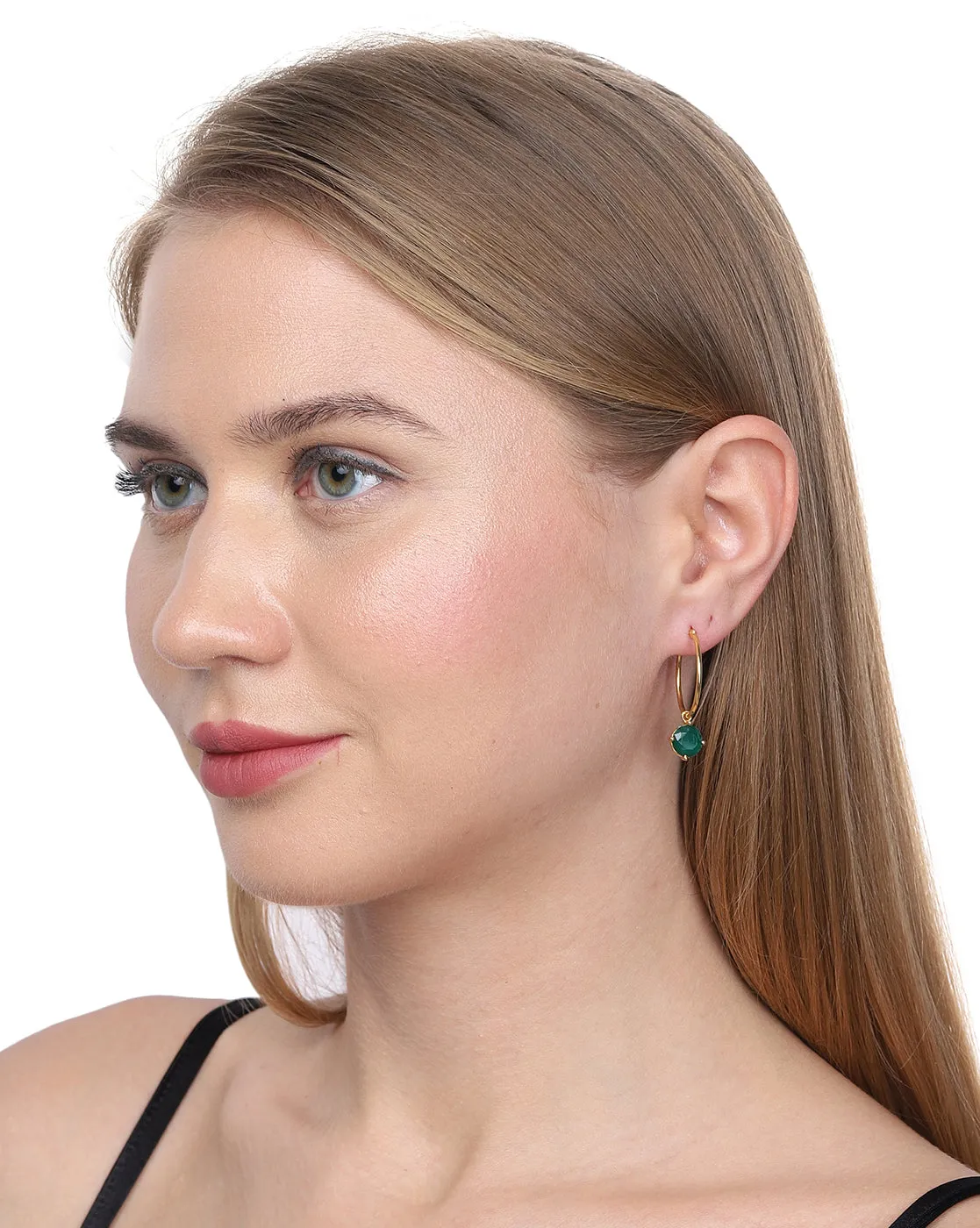 18Kt Gold Plated Contemporary Textured Drop Earring