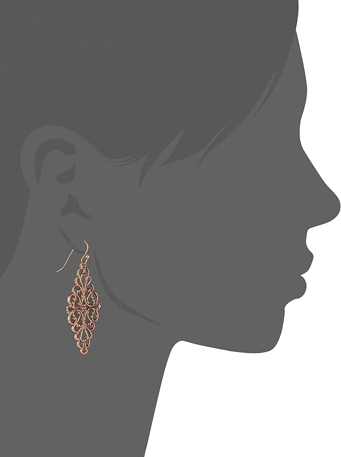 1928 Jewelry Diamond Symmetrical Filigree Drop Clip On Earrings, Vintage Baroque Style Motifs, Non Piercing Ear Rings, Pierceless Snap On Made In USA