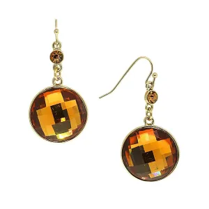 1928 Jewelry Topaz Faceted Round Drop Earrings