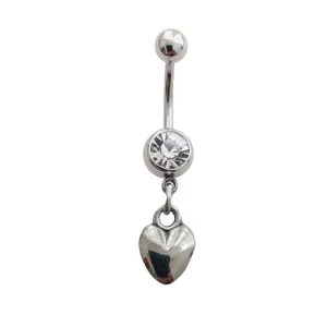 1Pcs Belly Button Ring Cute Love Heart Pendant Surgical Stainless Steel 14G Navel Belly Ring Piercing Jewelry for Woman