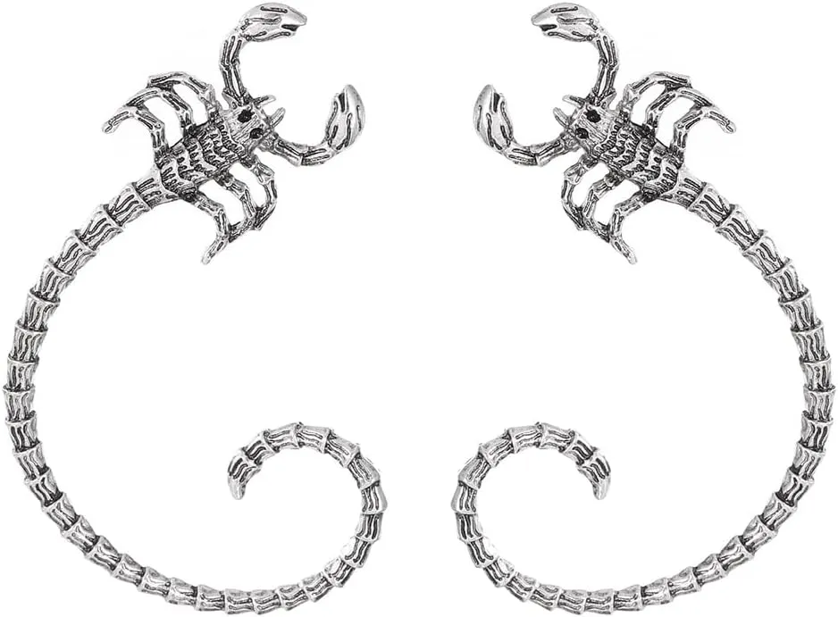 2 Pcs Goth Punk Scorpions Earrings Cuff Non Piercing Cartilage Ear Clips Halloween Scorpions Climber Wrap Around Earrings Creative Fake Earrings Ear Clip Jewelry