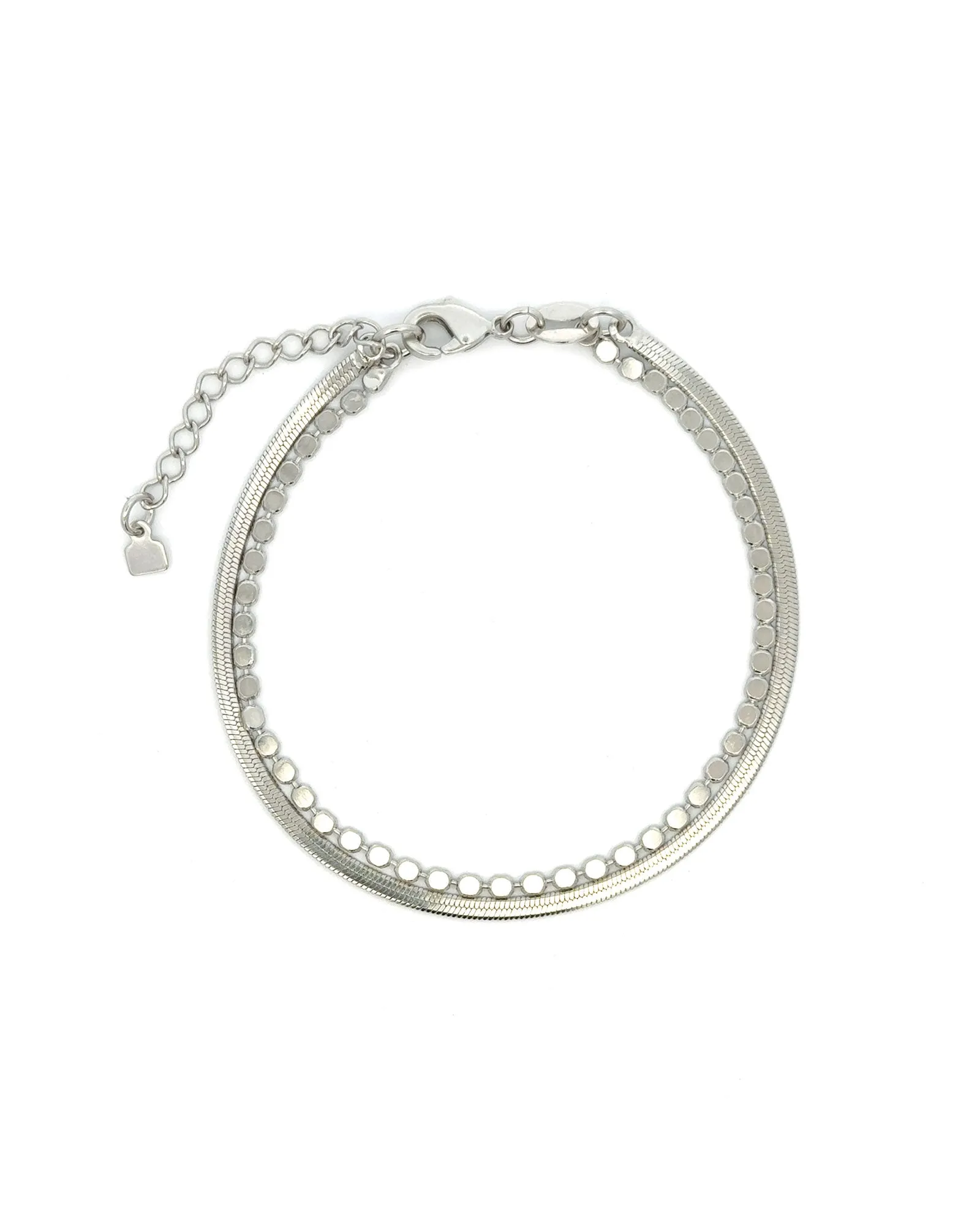 2 Row Herringbone Disc Bracelet