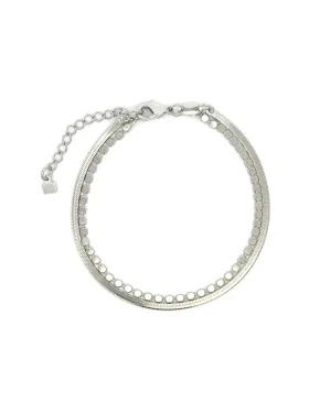 2 Row Herringbone Disc Bracelet