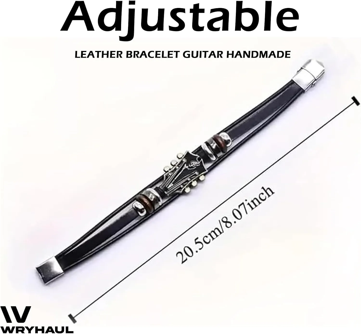 2 Set Retro Faux Leather Guitar Bracelet, Zinc Alloy Rock Music Guitar Genuine Leather Bracelet, Punk Guitar Bracelet for Men, Guitar Handmade Braided Multi-Layer Wrap Bracelet
