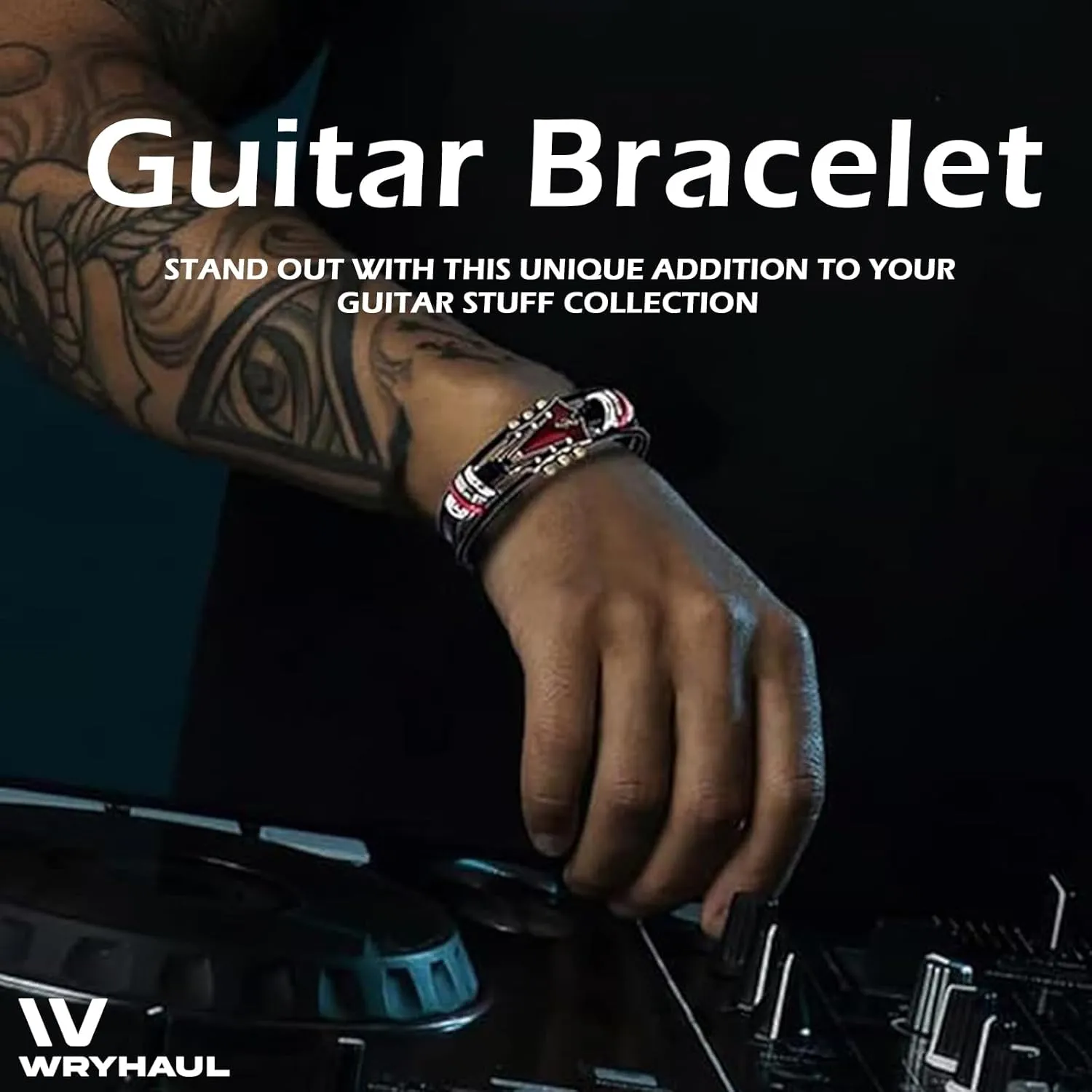 2 Set Retro Faux Leather Guitar Bracelet, Zinc Alloy Rock Music Guitar Genuine Leather Bracelet, Punk Guitar Bracelet for Men, Guitar Handmade Braided Multi-Layer Wrap Bracelet